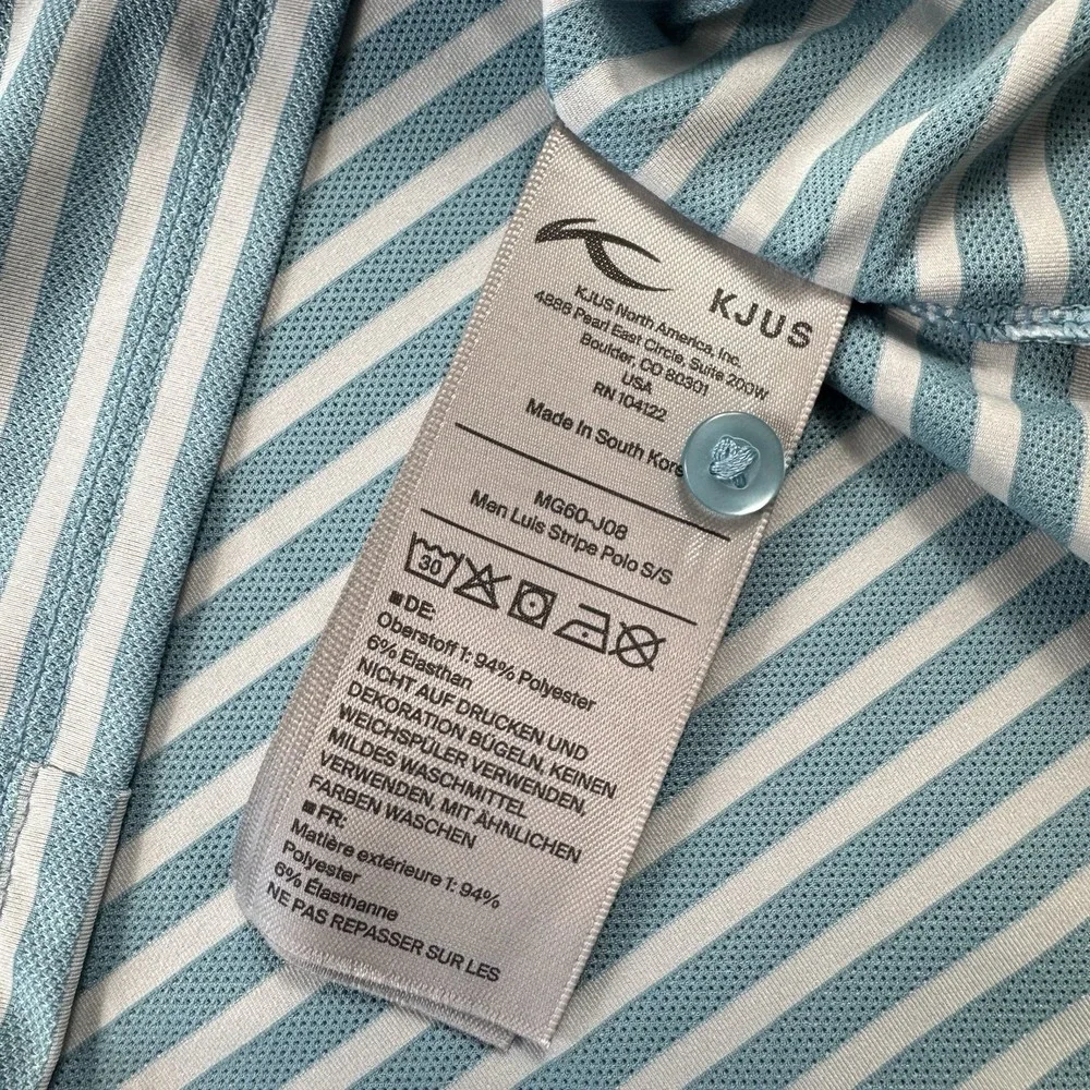 KJUS Blue White Striped Luis Men's Performance Polo Shirt Size S NWT - Picture 5 of 6
